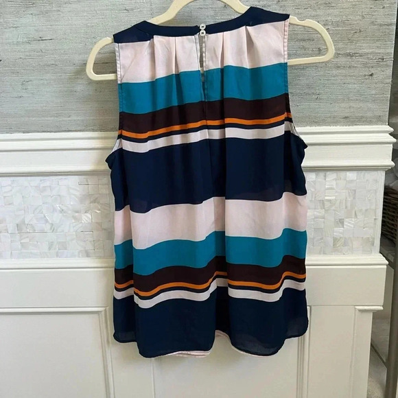 Anthropologie meadow rue blue white stripe top sleeveless mp medium petite - Picture 7 of 14